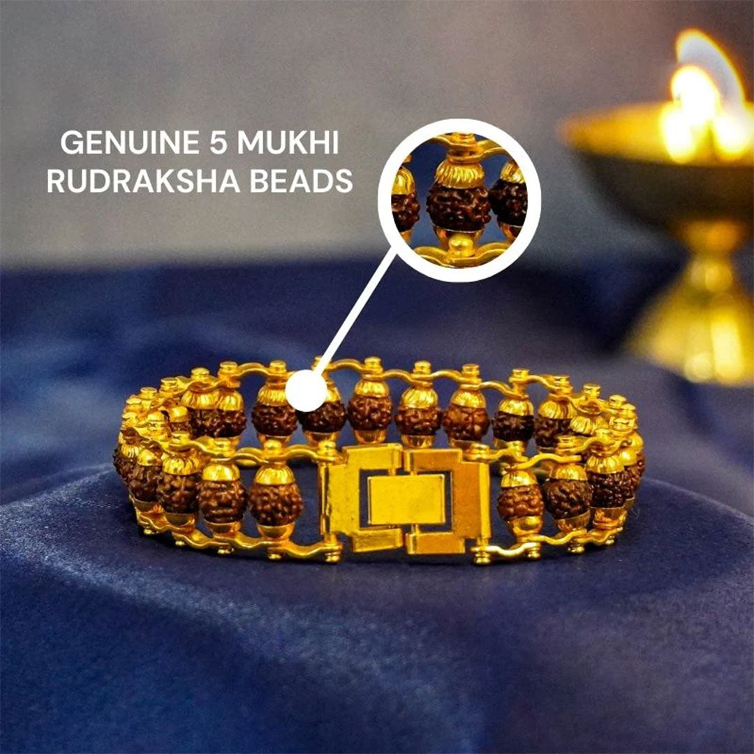 Gold Plated Premium Rudraksha Chain Bracelet