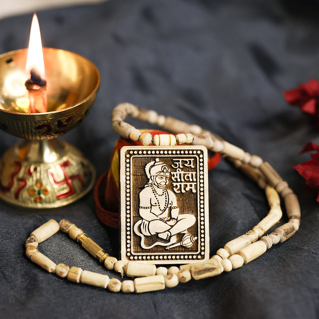 Govt Certified Bageshwar Dham Sitaram Hanumanji Tulsi Necklace