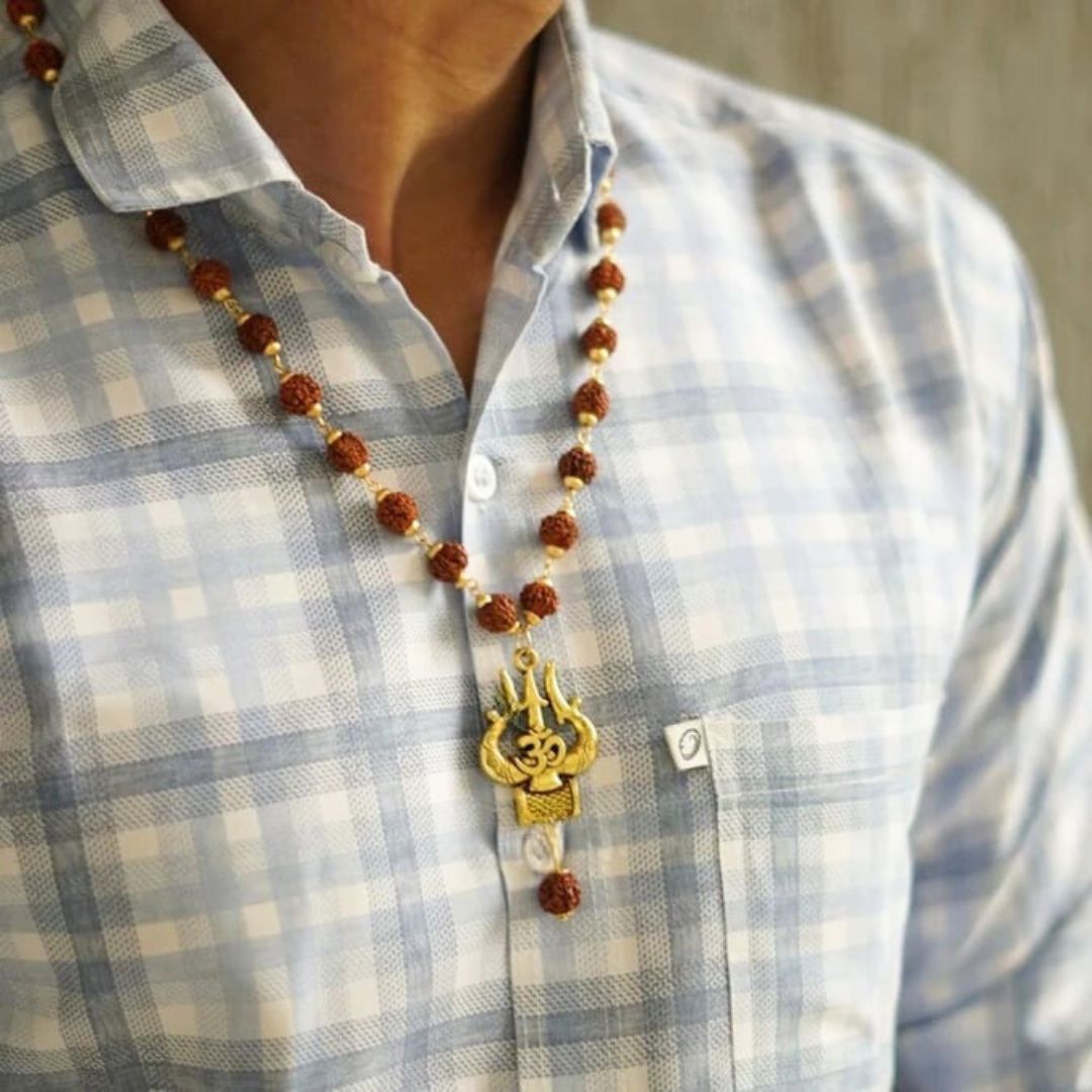 OM Shiva Trishool Rudraksha Necklace