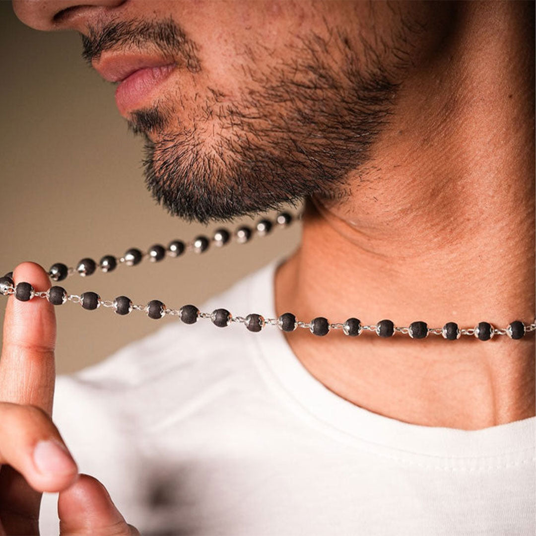 Karungali Malai Silver Cap Necklace with Govt. Certified