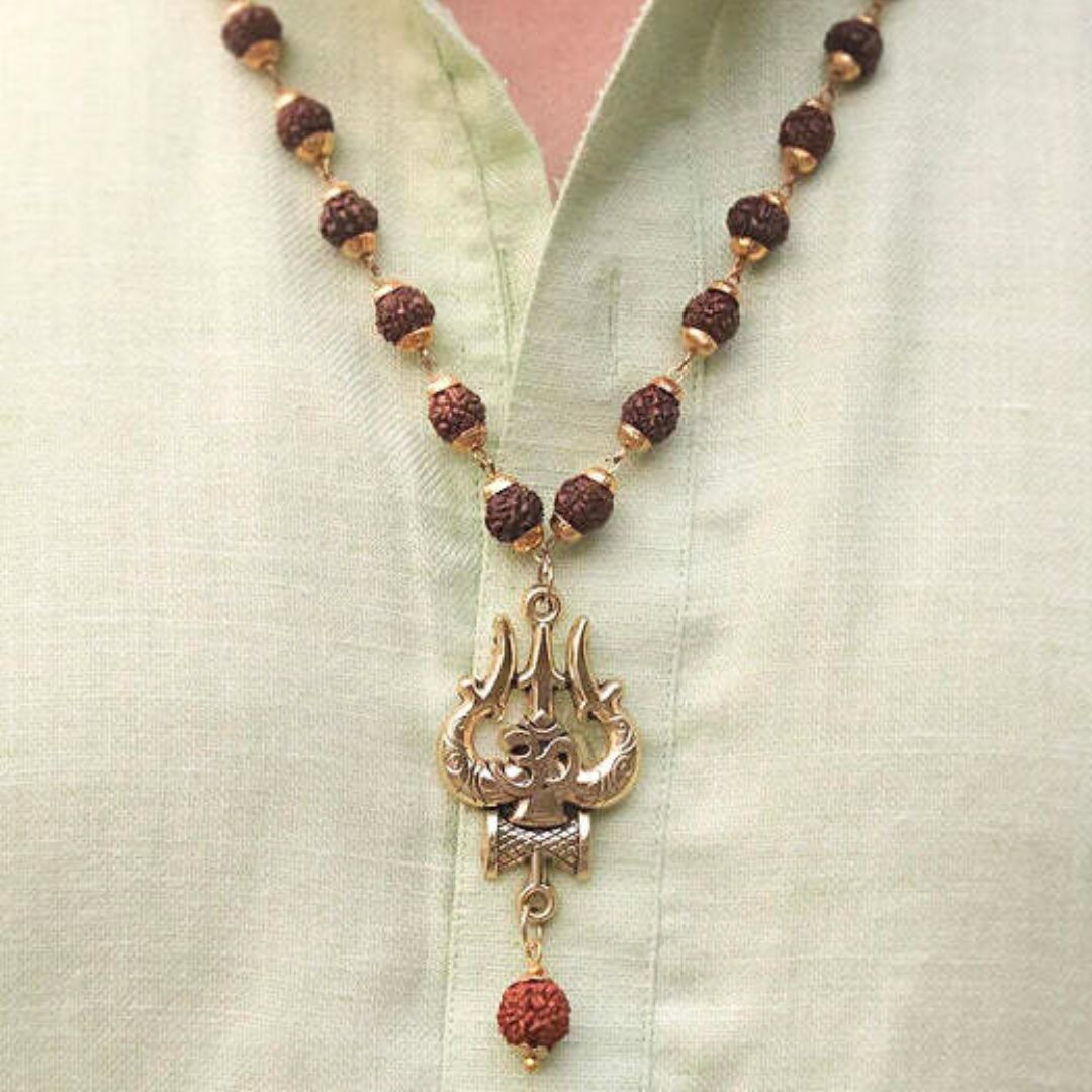 OM Shiva Trishool Rudraksha Necklace