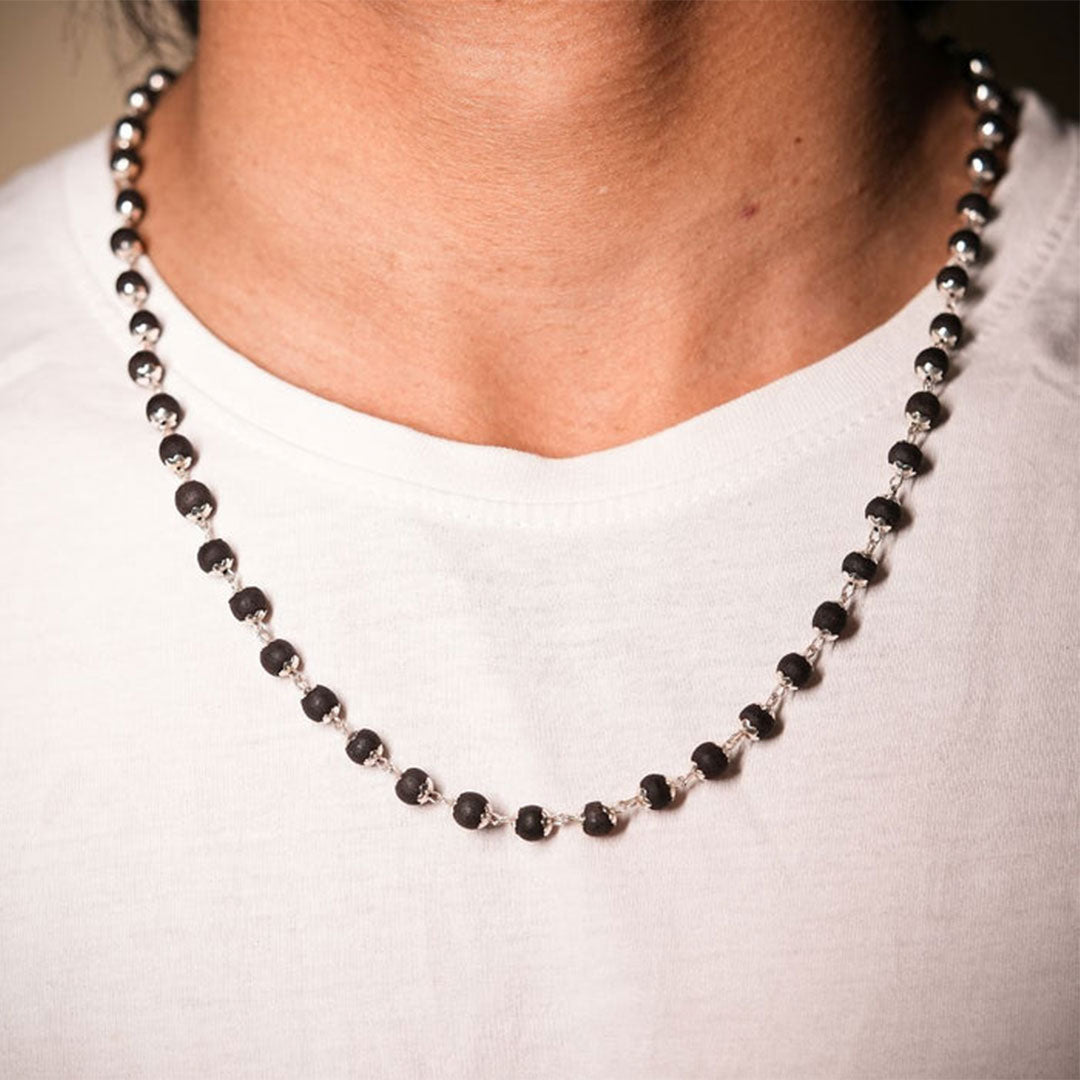 Karungali Malai Silver Cap Necklace with Govt. Certified