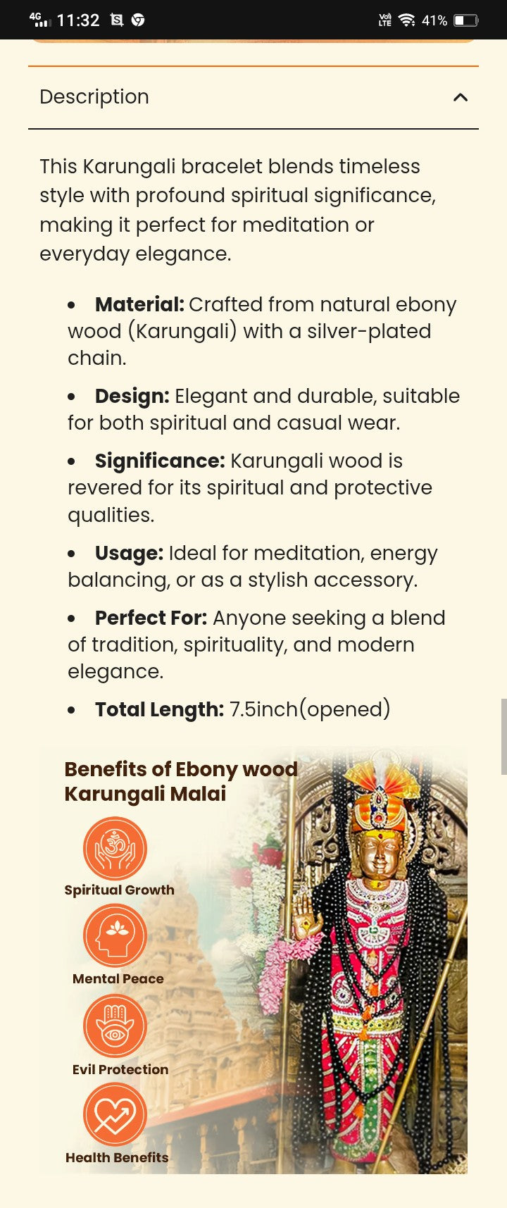 Silver-Plated Karungali Chain Bracelet - Made from Natural Ebony Wood