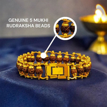 Gold Plated Premium Rudraksha Chain Bracelet