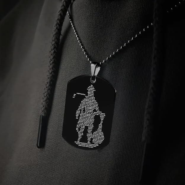 Hanuman Chalisa MicroCarved Tag Necklace (Black)