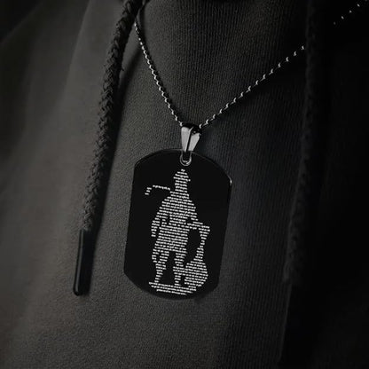 Hanuman Chalisa MicroCarved Tag Necklace (Black)