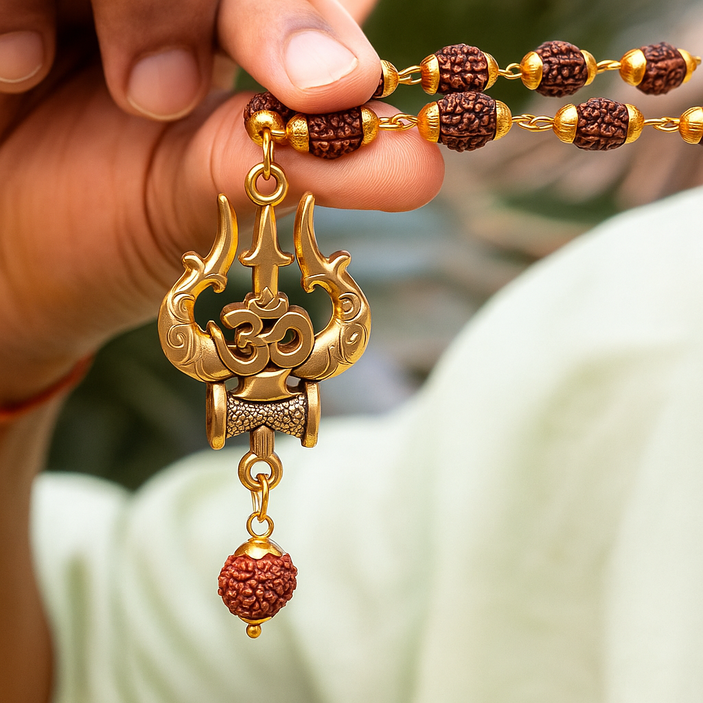OM Shiva Trishool Rudraksha Necklace
