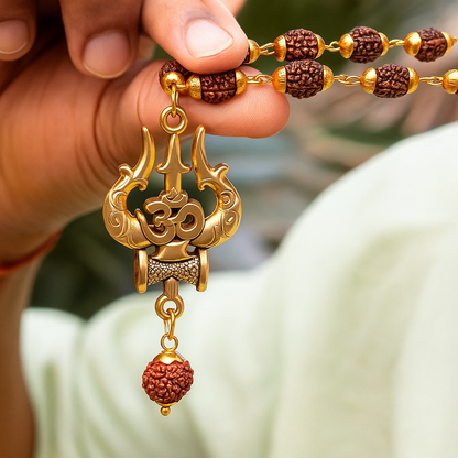 OM Shiva Trishool Rudraksha Necklace